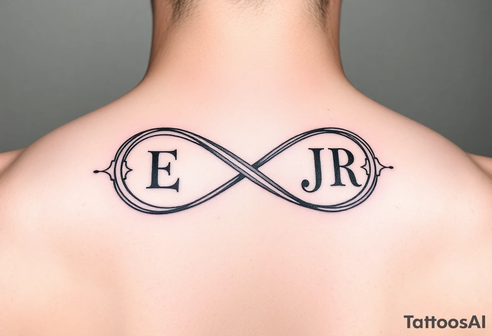 Unique infinity sign with INITIALS  ECD   AND CJR INCORPORATED INTO IT tattoo idea