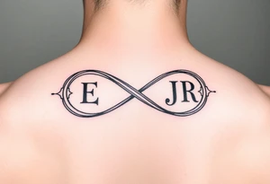 Unique infinity sign with INITIALS  ECD   AND CJR INCORPORATED INTO IT tattoo idea