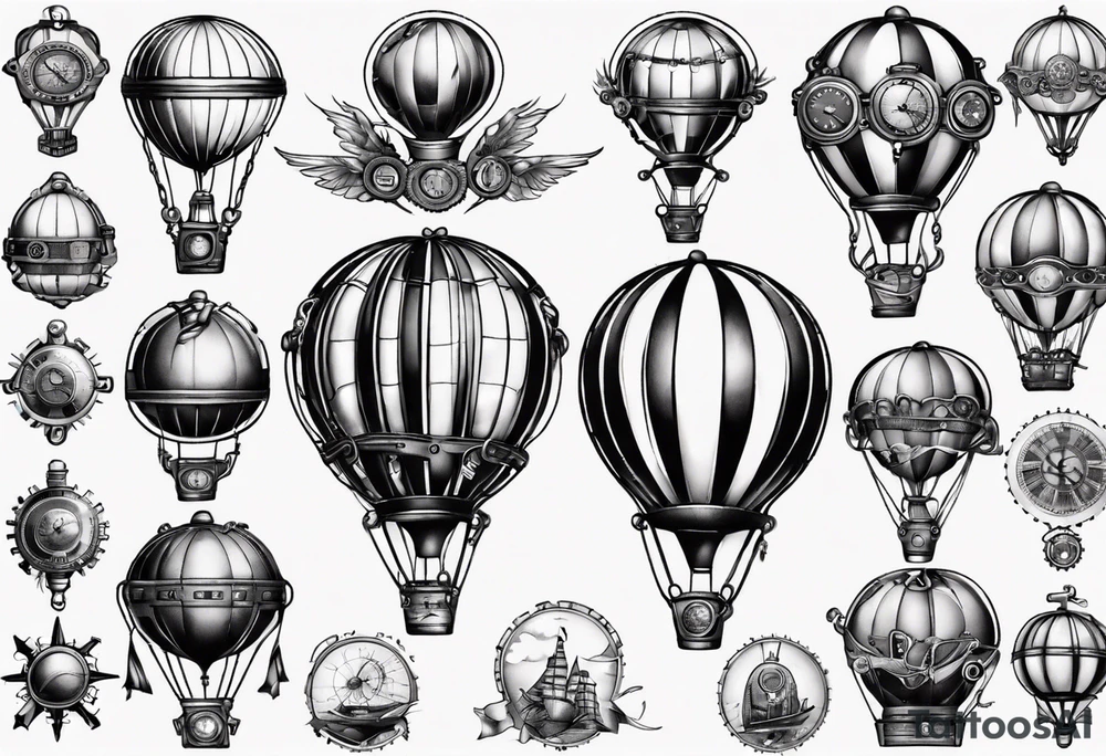 steampunk hot air balloon tattoo idea