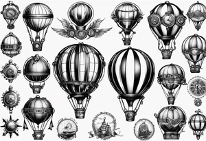 steampunk hot air balloon tattoo idea