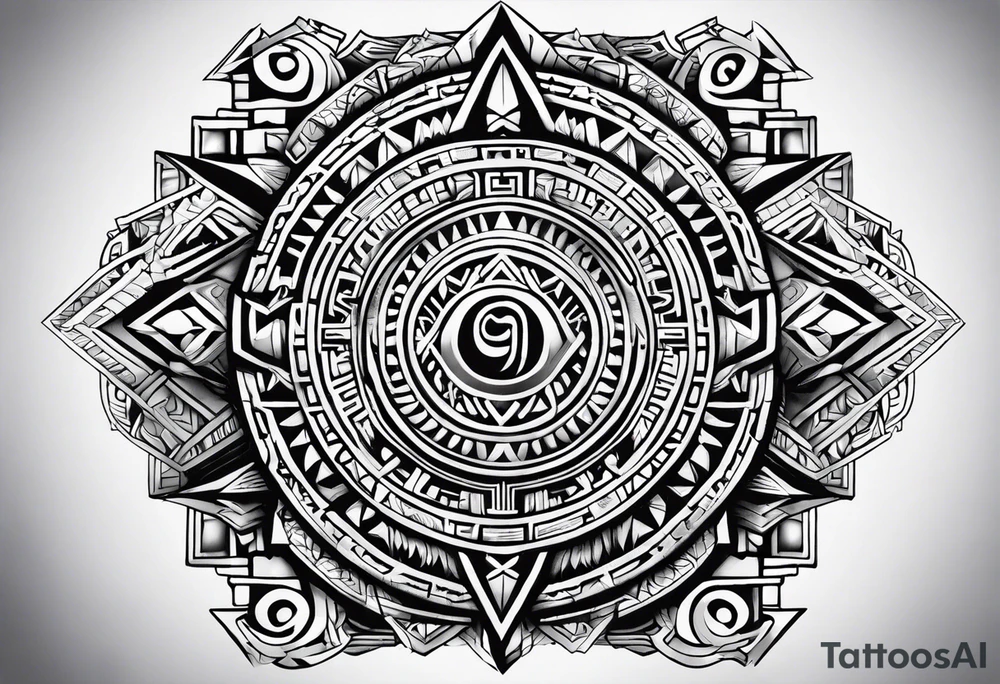 aztec rune sleeve tattoo idea