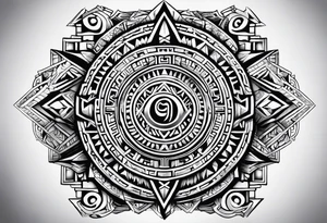 aztec rune sleeve tattoo idea