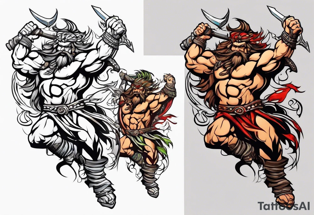 leaping barbarian tattoo idea