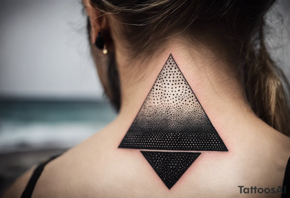 Triángulos fractales, con círculo concéntrico en varios niveles dentro del triangulo fragmentado y que sea espejo el lado izquierdo que el derecho tattoo idea