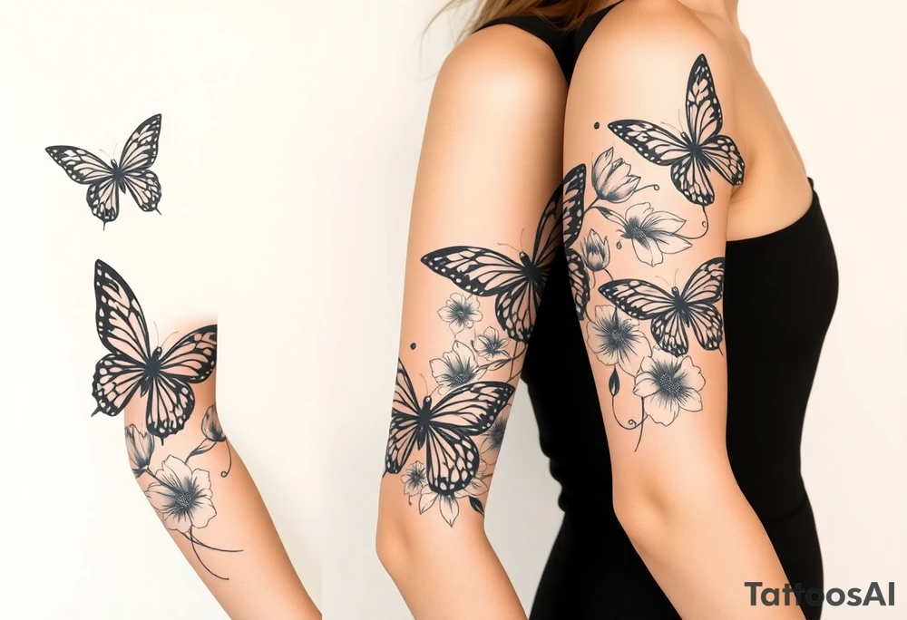 Butterflies and tulips tattoo idea