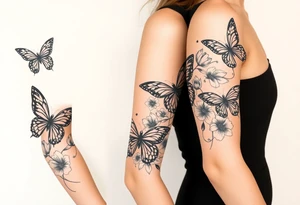 Butterflies and tulips tattoo idea