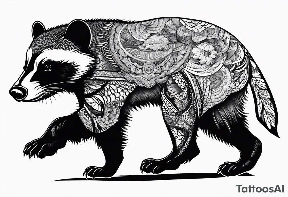 Beautiful honey badger tattoo idea