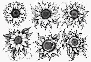 Four sunflowers underwater tattoo idea
