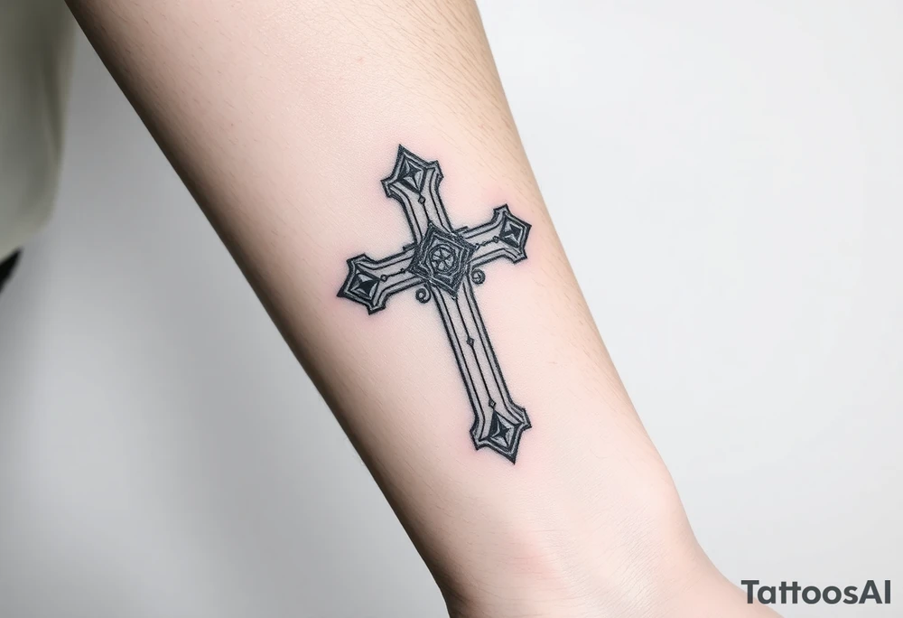 cross with jewels tattoo idea