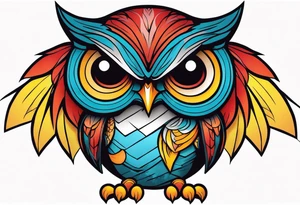 MUSCULAR MEAN OWL SUPERHERO MACOT
 STYLE tattoo idea