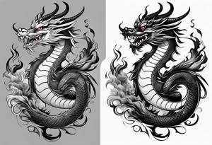 Traditional Japanese Dragon full body and smoke tattoo idea