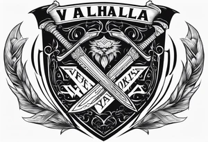 Valhalla shield sword axe tattoo idea