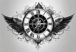 Time fading away surrounded by dark mist and galaxies tattoo idea