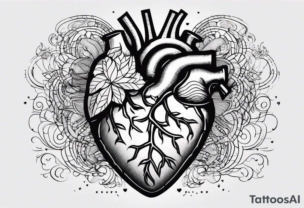 Brain, heart sign, love, heart break makes you strong, worth it, pain makes you stronger, strength with small aspects of plane, travel, wanderlust, cultures, passion, growth, family inside the heart, simple tattoo idea