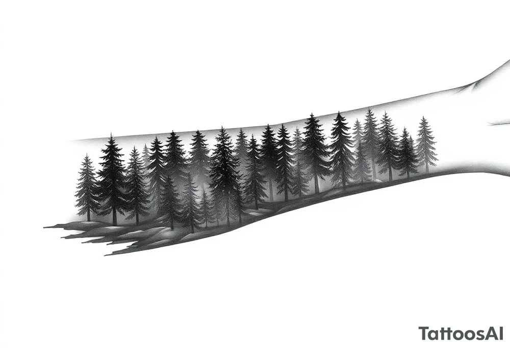 Coniferouse forest silhouette around the forearm a tattoo tattoo idea Coniferouse forest silhouette around the forearm a tattoo tattoo idea