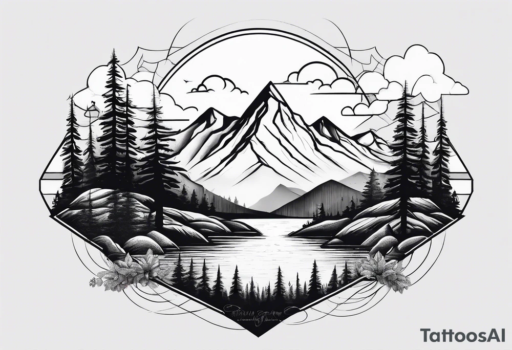 Mountains, animals, concept tattoo idea