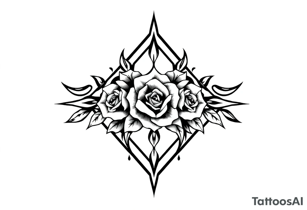 A lot of small roses in a diamond shape tattoo idea