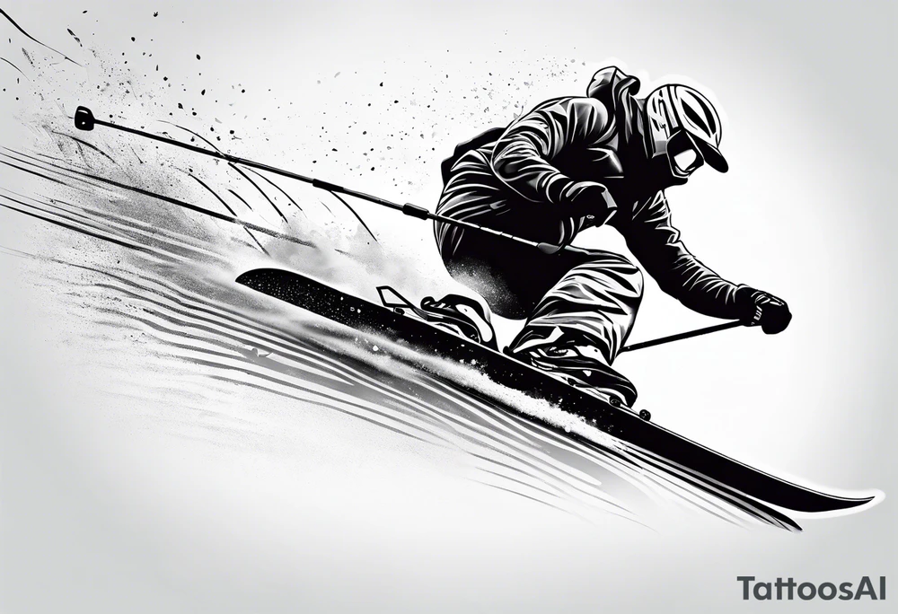 Skier in motion, fine line, more abstract tattoo idea