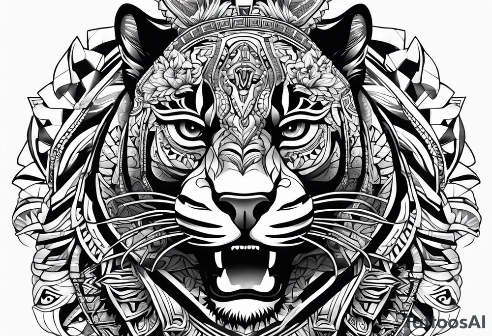 aztec black jaguar sitting tattoo idea