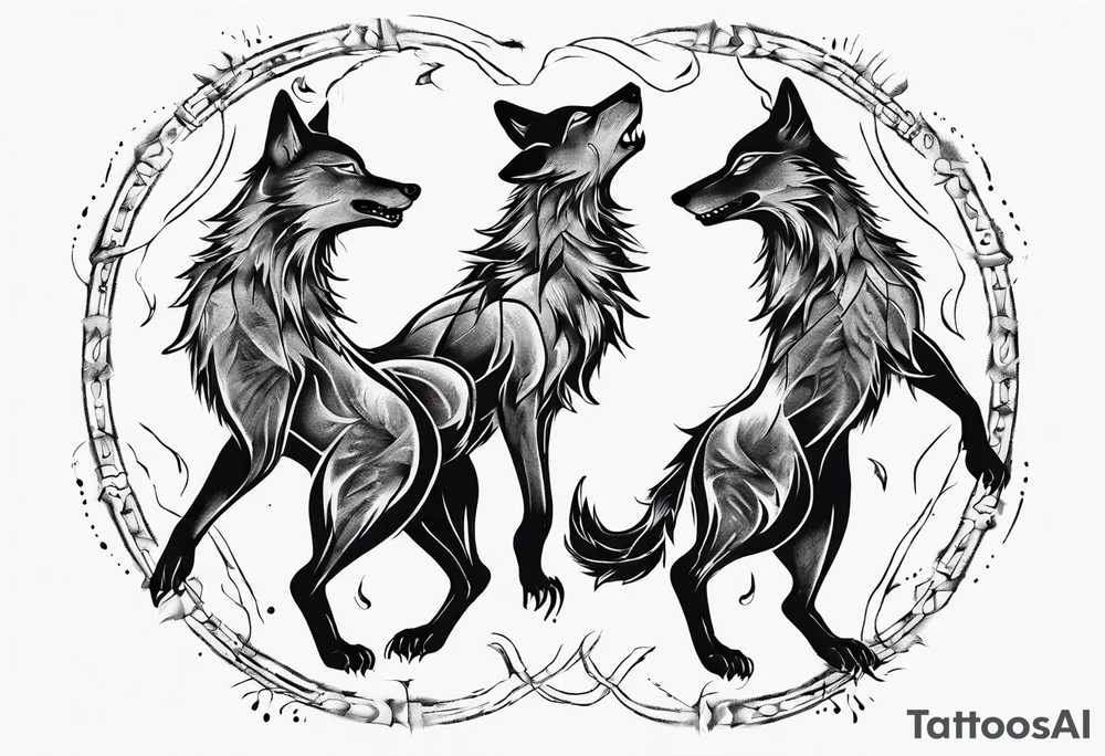 basic forms of two wolves dancing on their hind legs tattoo idea basic forms of two wolves dancing on their hind legs tattoo idea