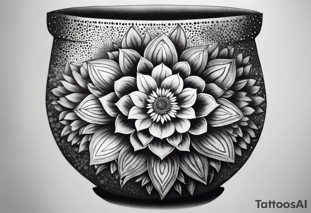 Broken flower pot with a mandala as a flower tattoo idea
