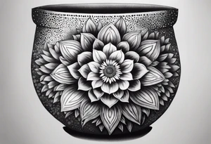 Broken flower pot with a mandala as a flower tattoo idea