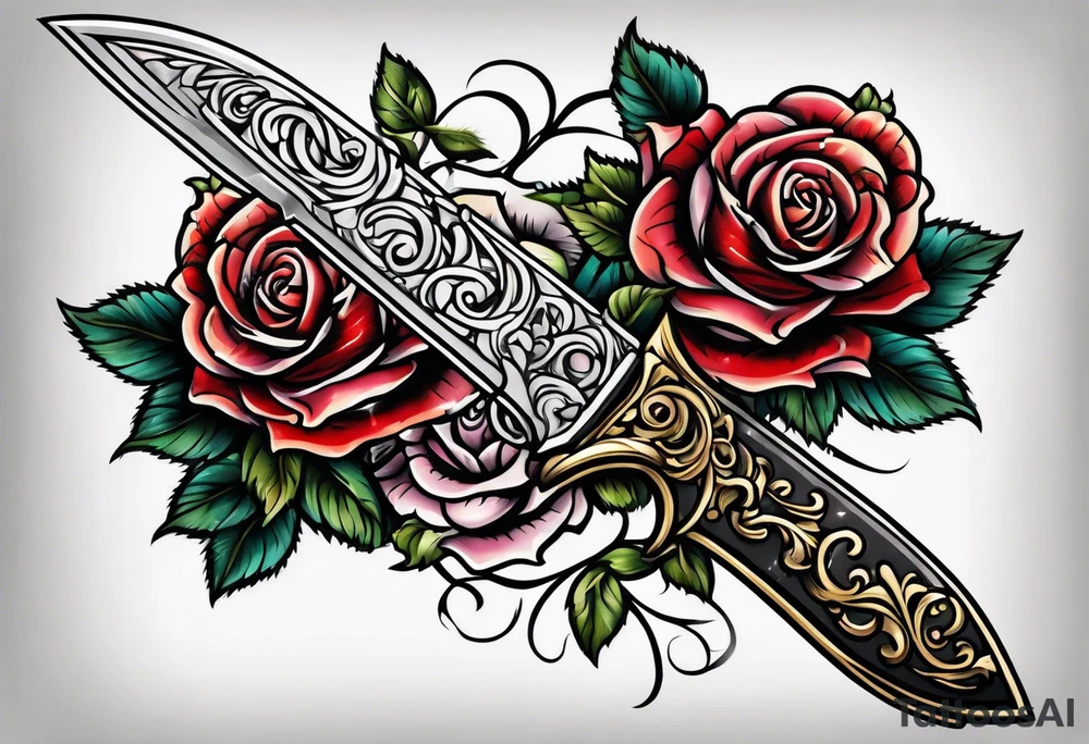 knife and rose tattoo idea