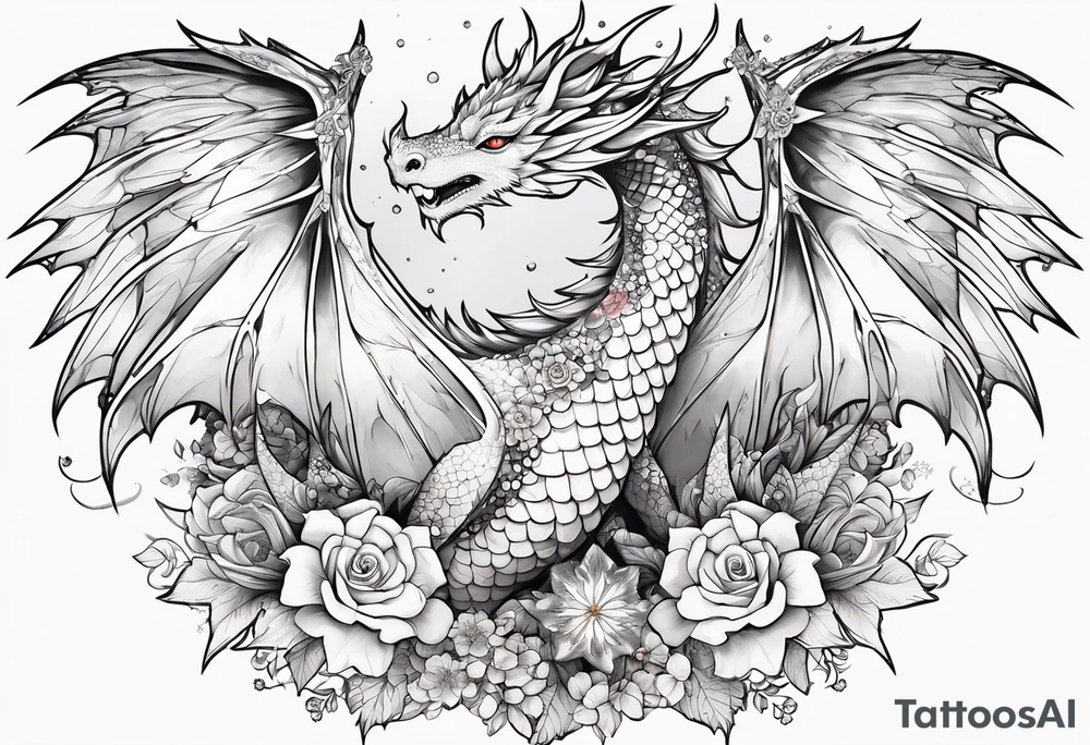 Constellation, wing , snow , cross , dragon female japan kawaii , flower tattoo idea