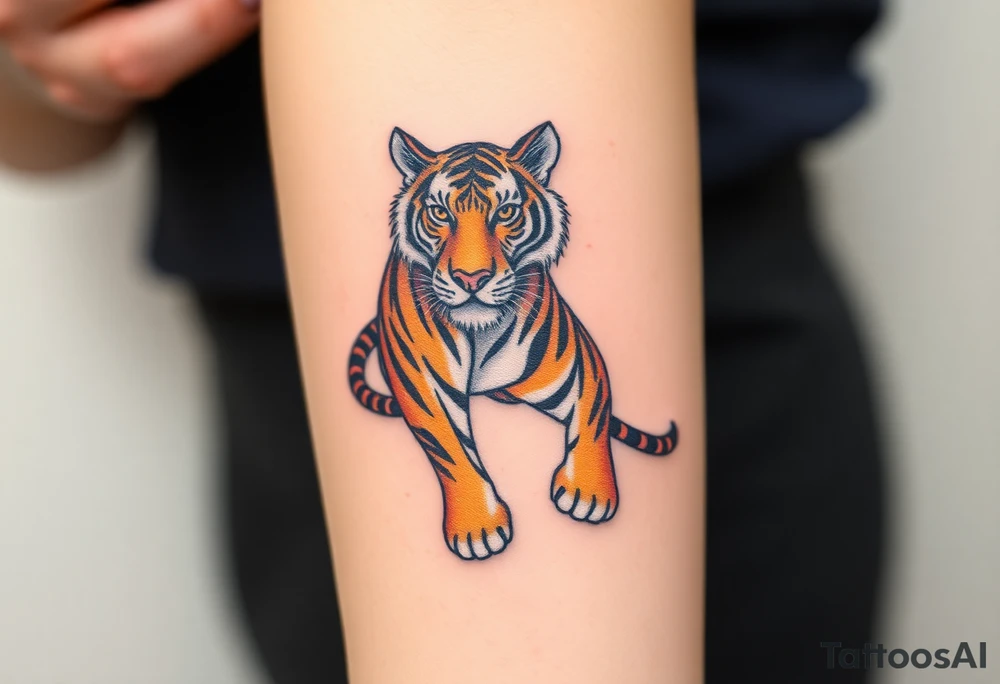 a full color cubist full body tiger illustration tattoo idea