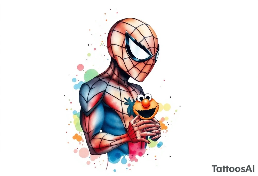 Spider-man and Elmo tattoo idea