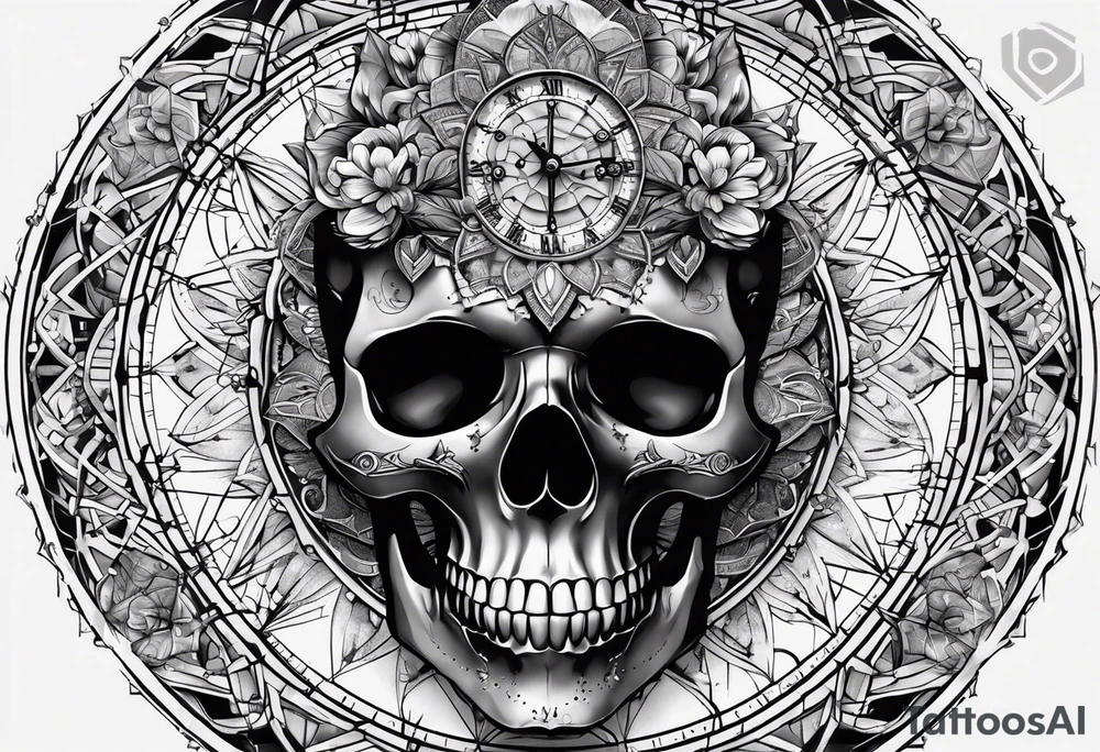 sacredgeometry, skull, clock, life, love tattoo idea