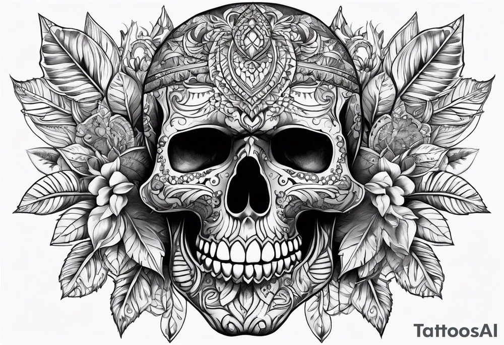 Skull with cool ornaments tattoo idea
