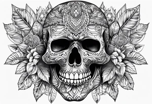 Skull with cool ornaments tattoo idea