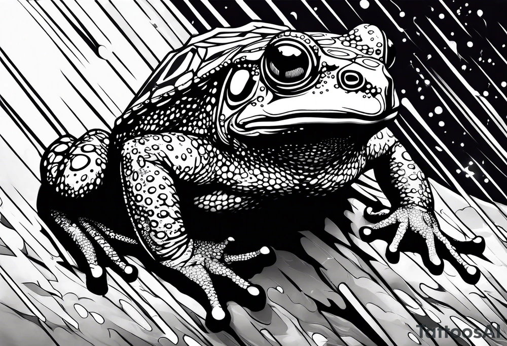 A toad in a thunderstorm tattoo idea
