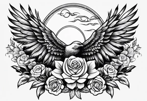 Wings, lightning, flowers, veni vidi vici tattoo idea