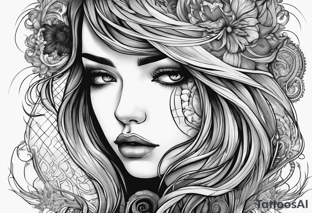 Medusas half face. The other half is a beautiful girl crying tattoo idea