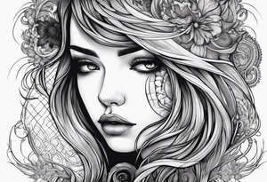 Medusas half face. The other half is a beautiful girl crying tattoo idea