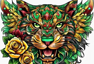 Number 24 with colors green, yellow, maroon and black tattoo idea