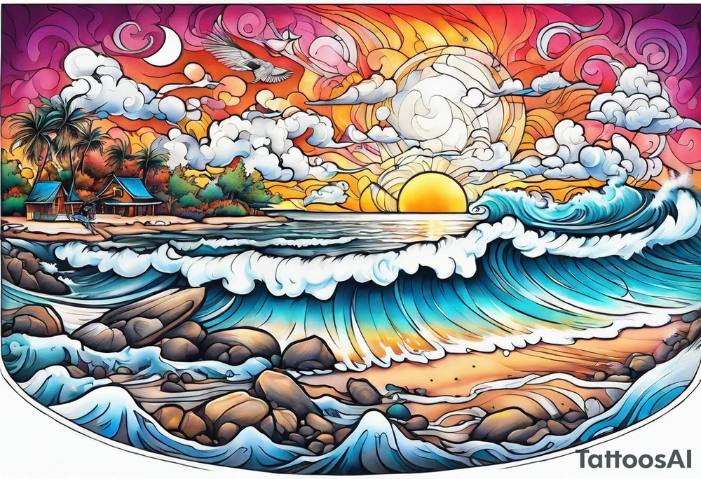 Beach and snow tattoo idea