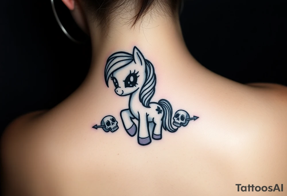 Demonic my little pony with skulls tattoo idea