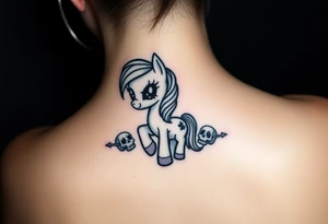 Demonic my little pony with skulls tattoo idea
