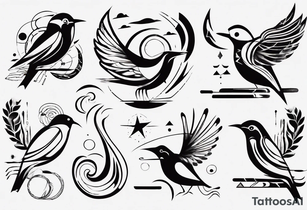 mountains birds tattoo idea