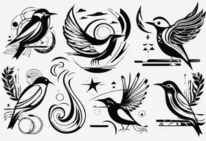 mountains birds tattoo idea