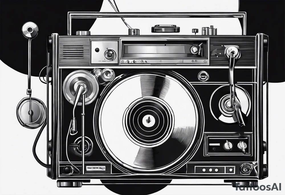 Recordplayer finline art minimalistic tattoo idea