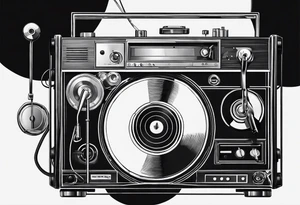 Recordplayer finline art minimalistic tattoo idea