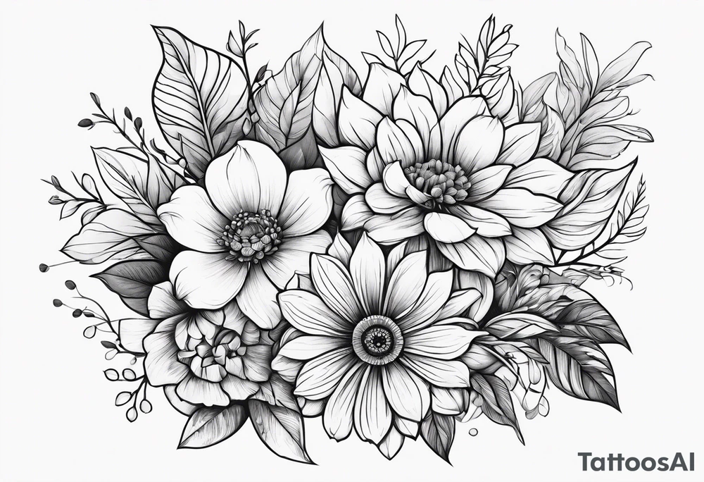 Flower bouquet symbolizing gratitude tattoo idea