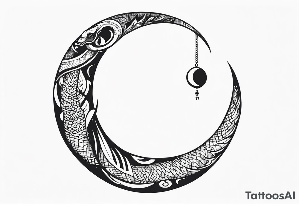 Snake wrapping around a Crescent moon tattoo idea