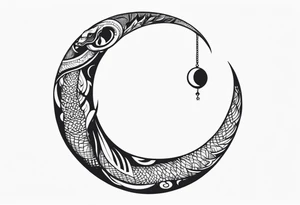 Snake wrapping around a Crescent moon tattoo idea