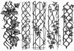 chain link fence with pointy ivy tattoo idea