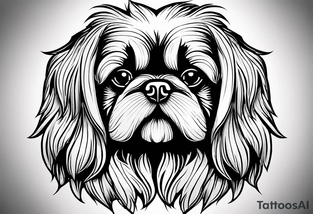 A mixed breed Pekingese and Shih-Tzu dog. Just the outline of his face. tattoo idea